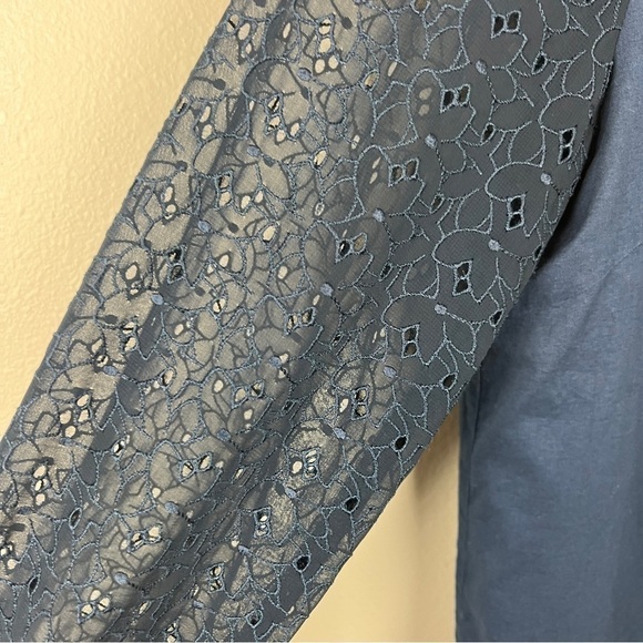 Beauty & Youth United Arrows Eyelet Sleeve Button Front Shirt - Picture 2 of 8